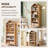 Angled Arch Bathroom Cabinet, 5 Tiers Geometric Cabinet with Storage, Modern Triangular Top Angled Arch with Adjustable Shelves, Wood Cabinet w/Open Display Shelves-10453192-30451798
