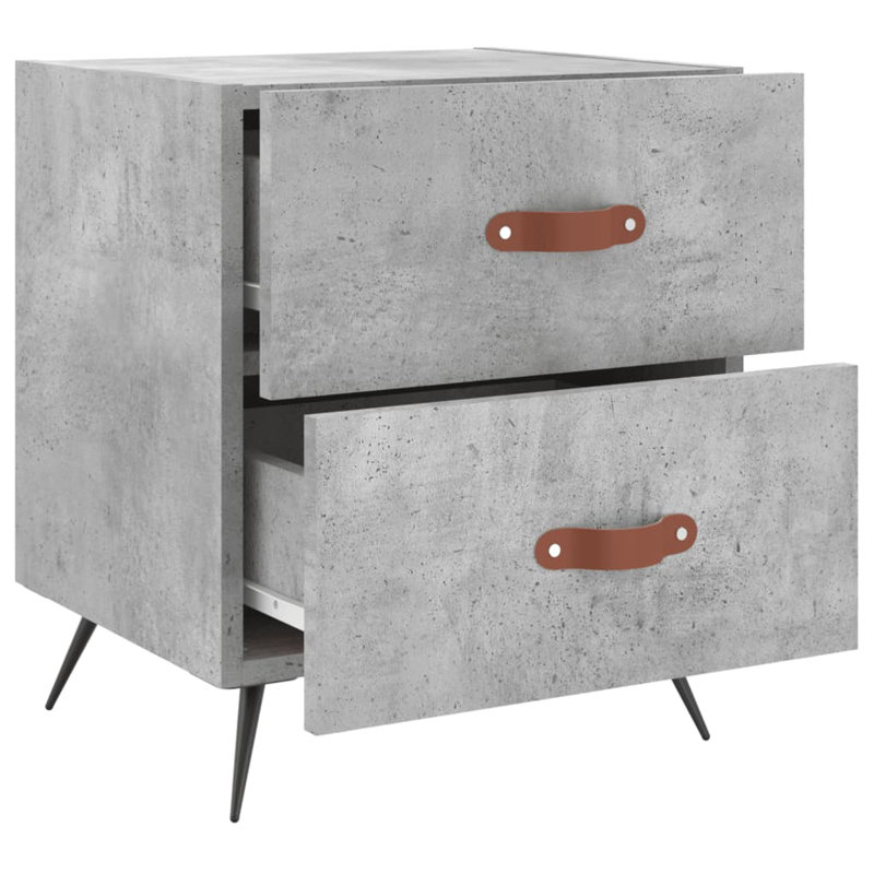 Hilaire 40cm W Iron Bedside Table, Set of 2, Grey Sonoma
