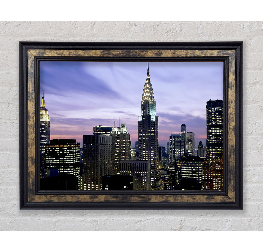 NYC Empire State Building Lilac Sky - Einzelner Bilderrahmen Kunstdrucke