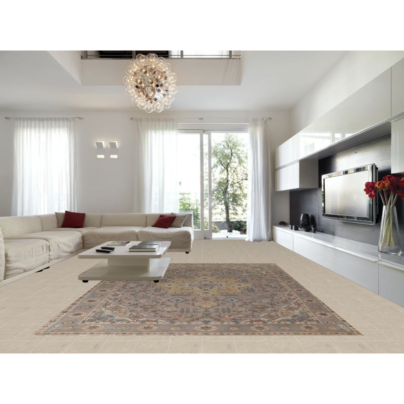 Tapis traditionnel géométrique gris 10 x 13