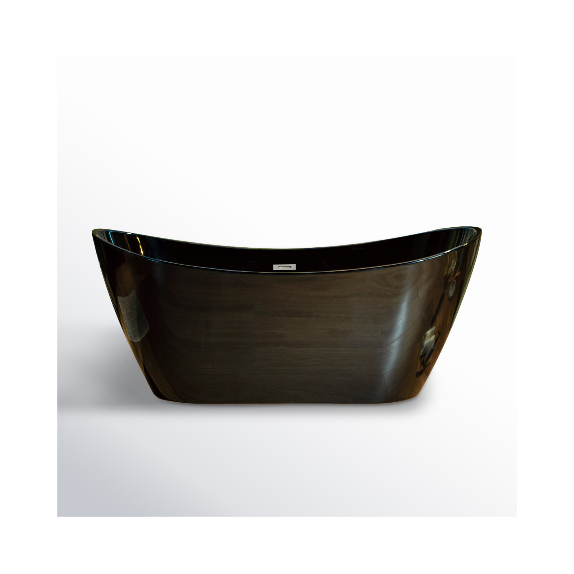 67'' x 32'' Freestanding Soaking Acrylic Bathtub, Glossy Black, Brushed Nickel