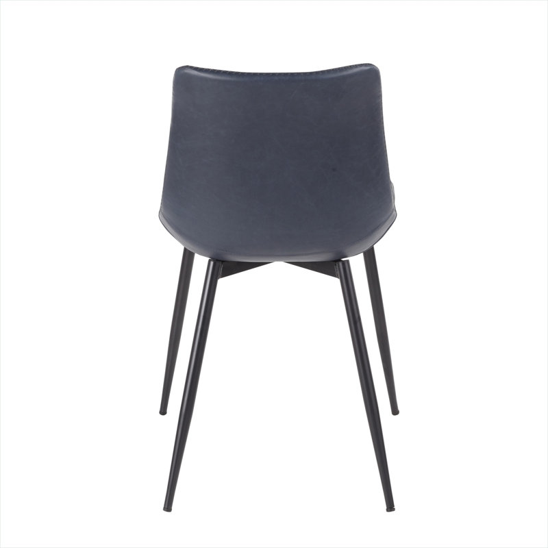 Ensemble de chaises d'appoint deux pièces avec similicuir bleu rétro et pieds en métal noir