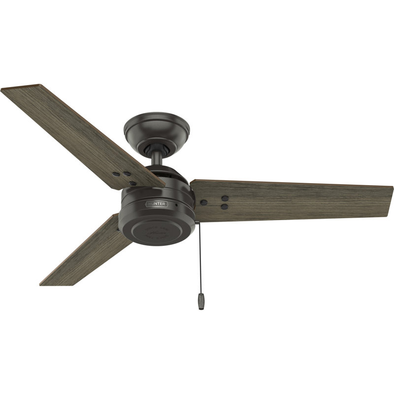 44" Cassius 3 - Blade Outdoor Standard Ceiling Fan with Pull Chain, Noble Bronze