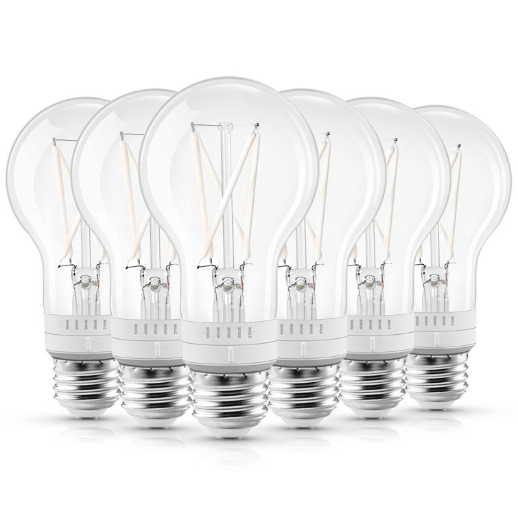 Luxrite Vintage A19 LED Light Bulb 7W=60W 5CCT 2700K 3000K 3500K 4000K 5000K Dimmable 800 Lumens, Standard LED Edison Bulb UL Listed, E26 Base 6 Pack