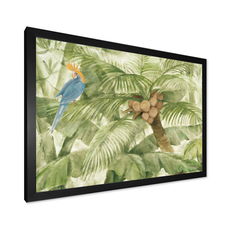 Cadre photo « tropical auvent i green », reproduction sur toile, Cadre noir, H 36 po x l 46 po x P 1,5 po