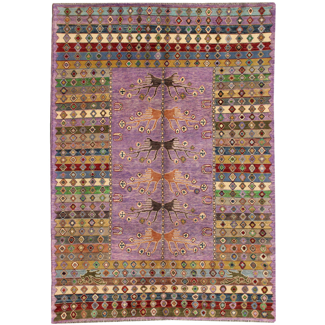 Geometric Hand Knotted 207cm X 287cm Area Rug