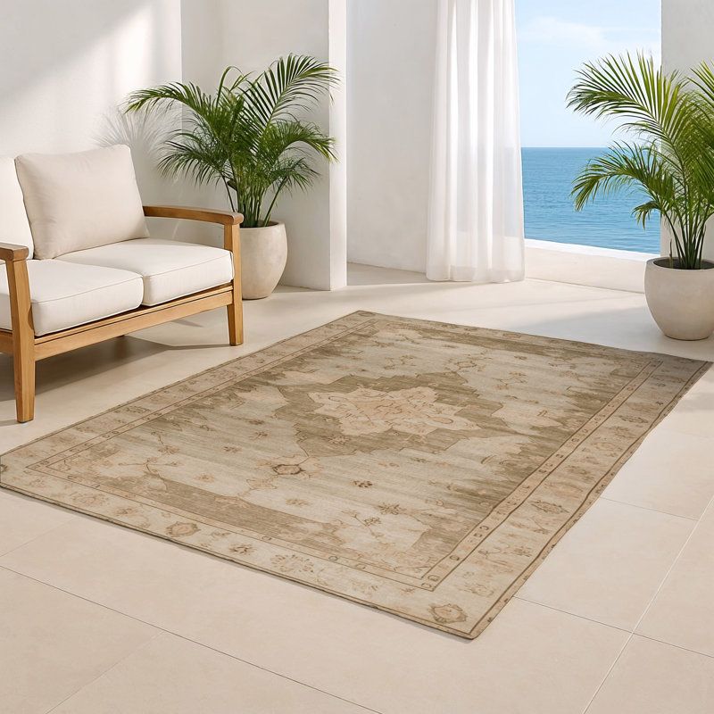Tapis d'intérieur et d'extérieur surteint beige, Rectangulaire 2 pi x 3 pi