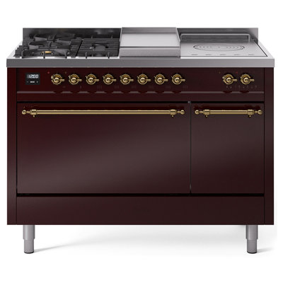 ILVE Nostalgie II 48 in Dual Fuel Range, 5 Burner, Griddle, Frenchtop