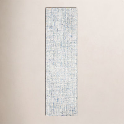 Rowe Ivory Blue Hand-Tufted Striped Rug