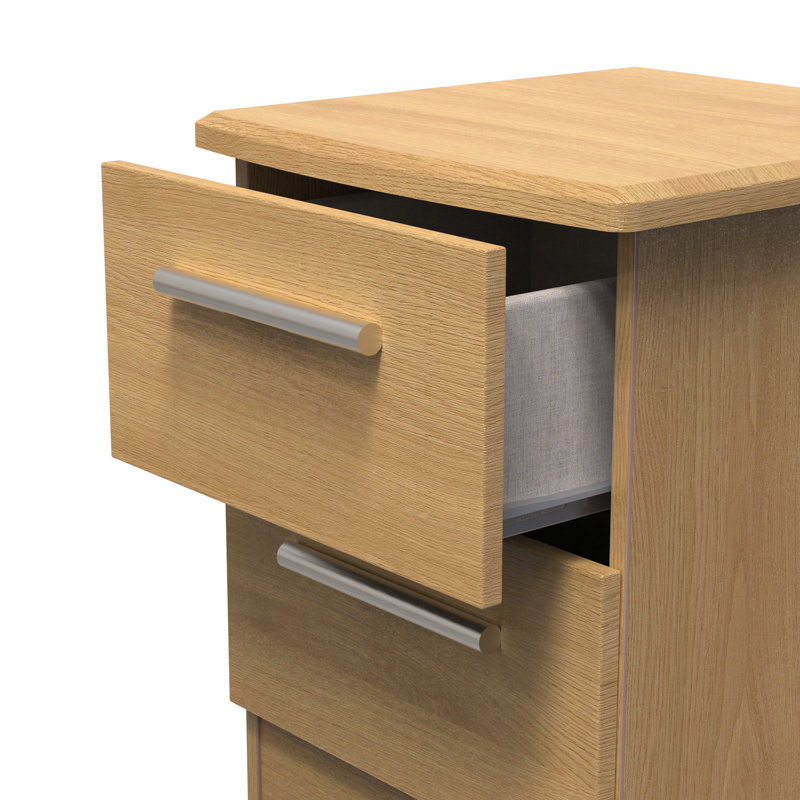 Borgeson 40cm W Manufactured Wood Bedside Table, Modern Oak