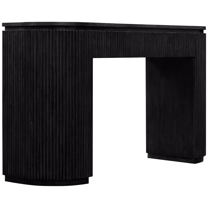 Console en bois massif et placage de chêne Koertdine, Noir, noir, noir, noir