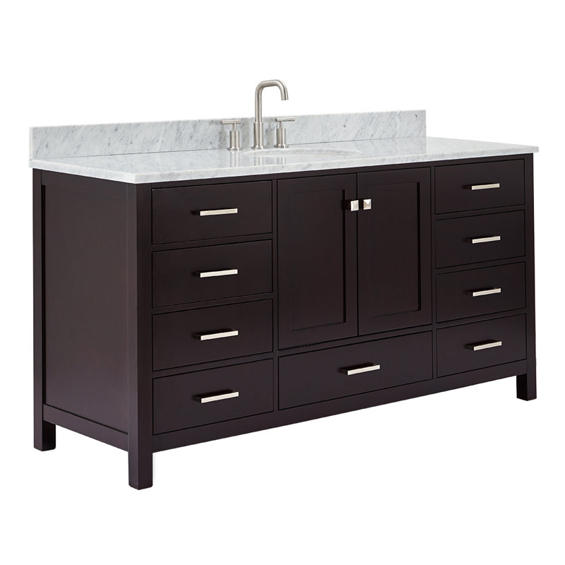 Flynt 67'' Single Bathroom Vanity with Carrara Marble Top, Espresso