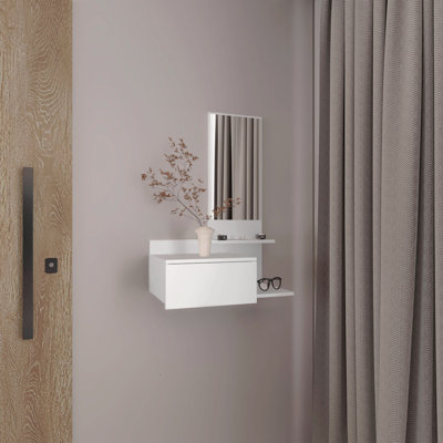 Console à miroir flottant à 3 niveaux avec tiroir pleine extension