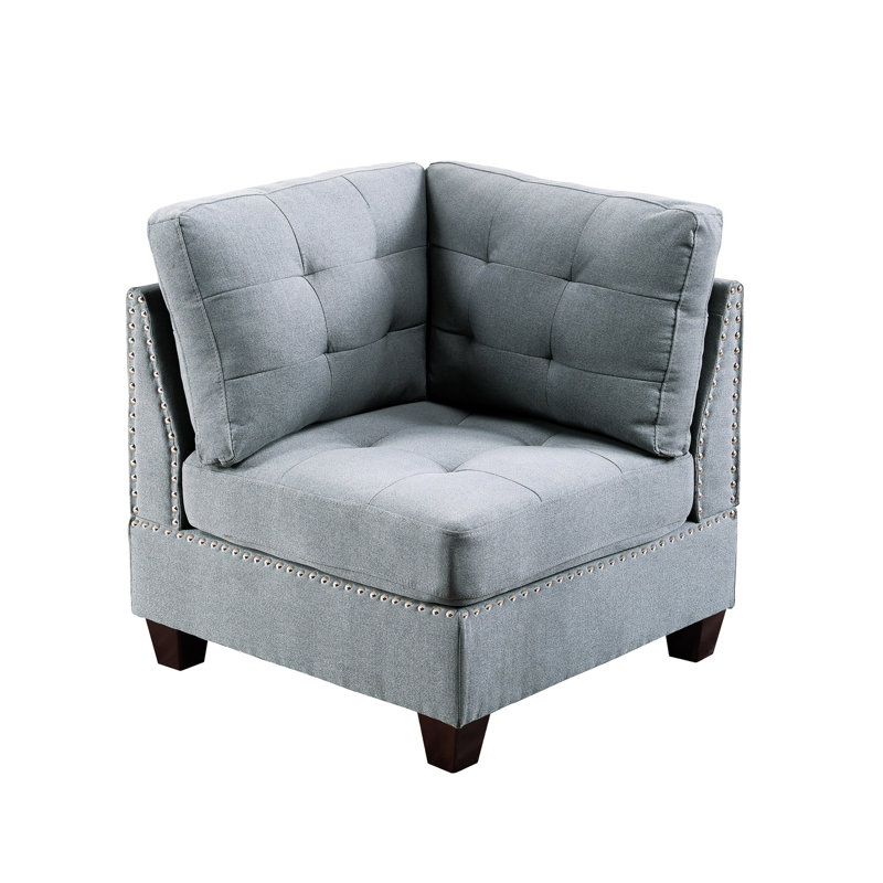 Modulaire - chaise en tissu gris 2 pièces, 32 po x 32 po x H 35 po, avec structure en bois Domin