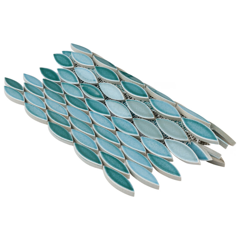 Pescado 1" x 2" Porcelain Mosaic Wall & Floor Tile, Teal/Aqua