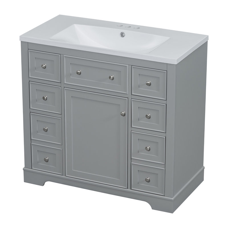 Meuble-lavabo 36 po avec lavabo, Gris