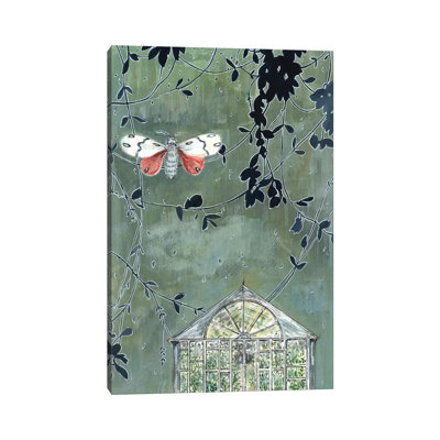 Greenhouse And Moth by Miri Eshet - Painting on Canvas