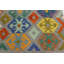 Tapis géométrique gris / vert / violet en laine fabriqué à la main 6 pi 8 po x 9 pi 6 po Madee