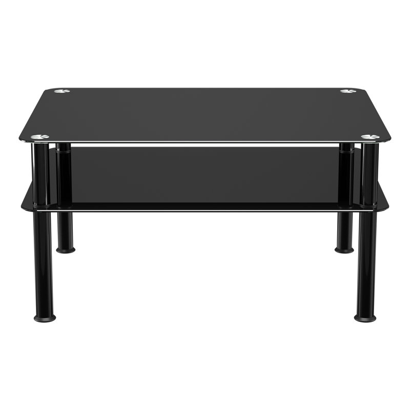 Byrge Four Leg Coffee Table with Storage, Black, 41.55cm H x 80cm W x 40cm D