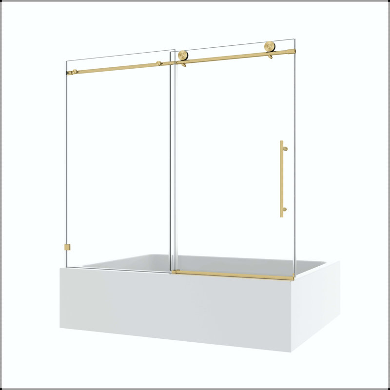 Une porte de douche fixe et une porte coulissante sans cadre avec verre trempé de 8 mm, fermeture douce réglable et Nano Easy-Clean