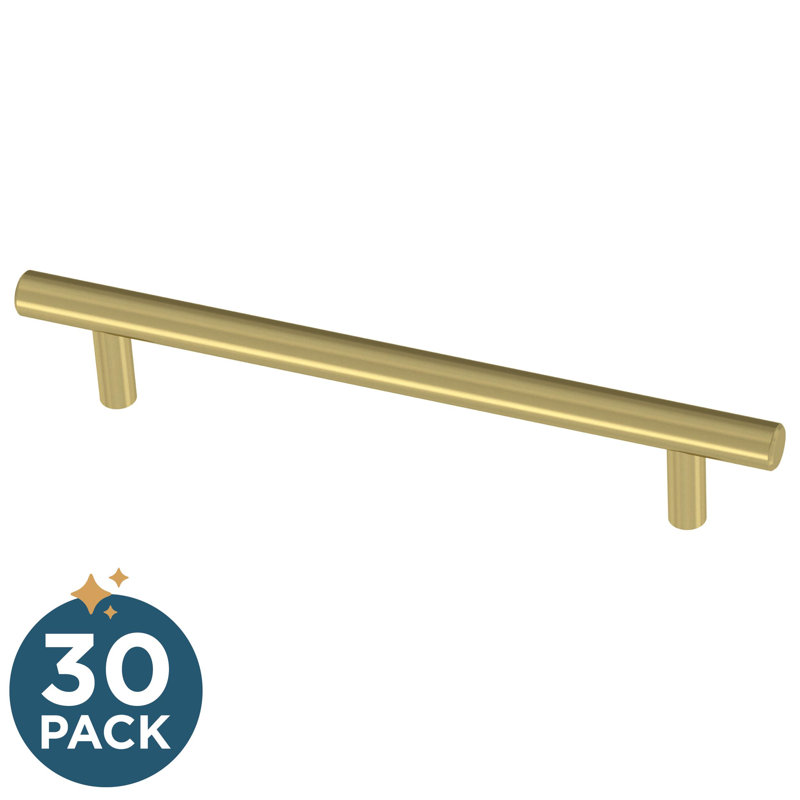 Satin Gold Modern Cylindrical Bar Cabinet Drawer Pulls (Set of 30)
