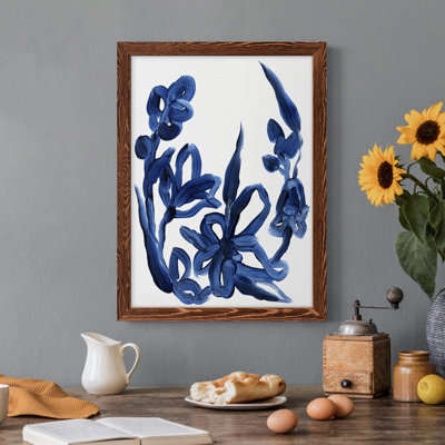 Toile encadrée indigo de qualité supérieure Blooms II - prête à être accrochée