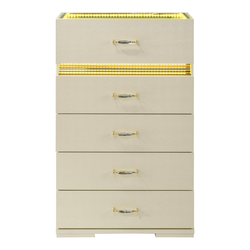 Commode 5 tiroirs Arica, Beige