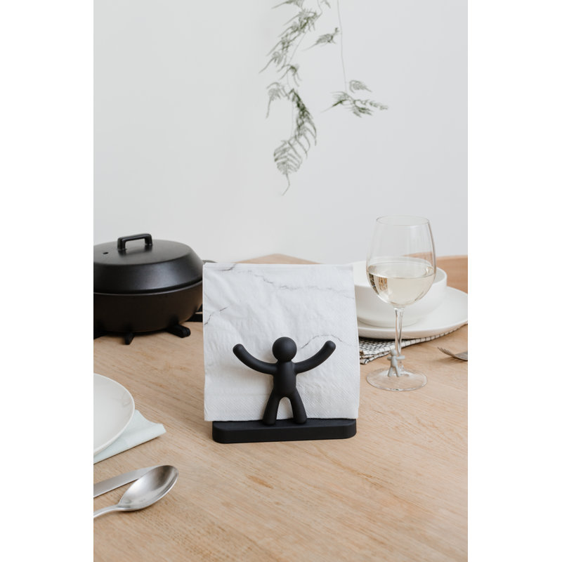 Black Polypropylene Buddy Napkin Holder with Soft-Touch Finish
