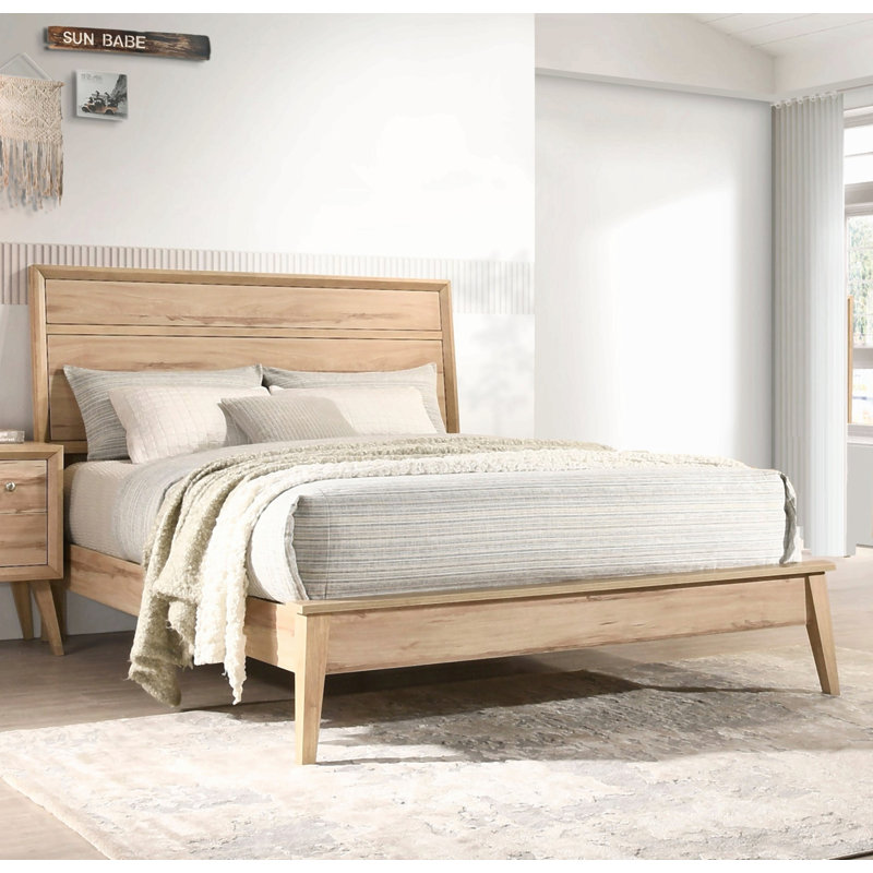Mobilier de chambre à coucher classique en bois au fini chêne naturel de style classique, style Mid-Century
