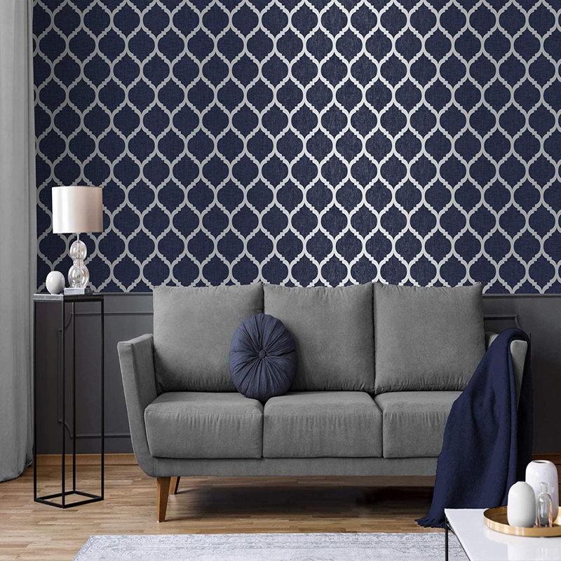 Cyrah Navy Blue Geometric Wallpaper 10.5 x 0.53cm Roll