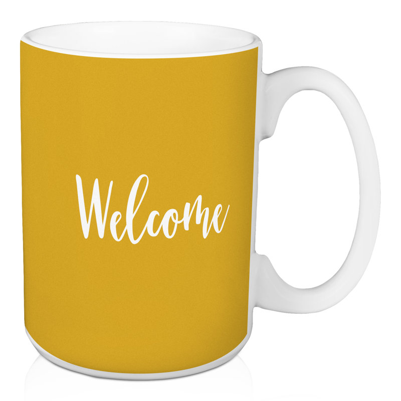 Grande tasse à café welcome Nowakowski, Jaune moutarde