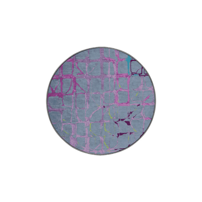 Tapis gris soyeux et moelleux, Rond 4 pi