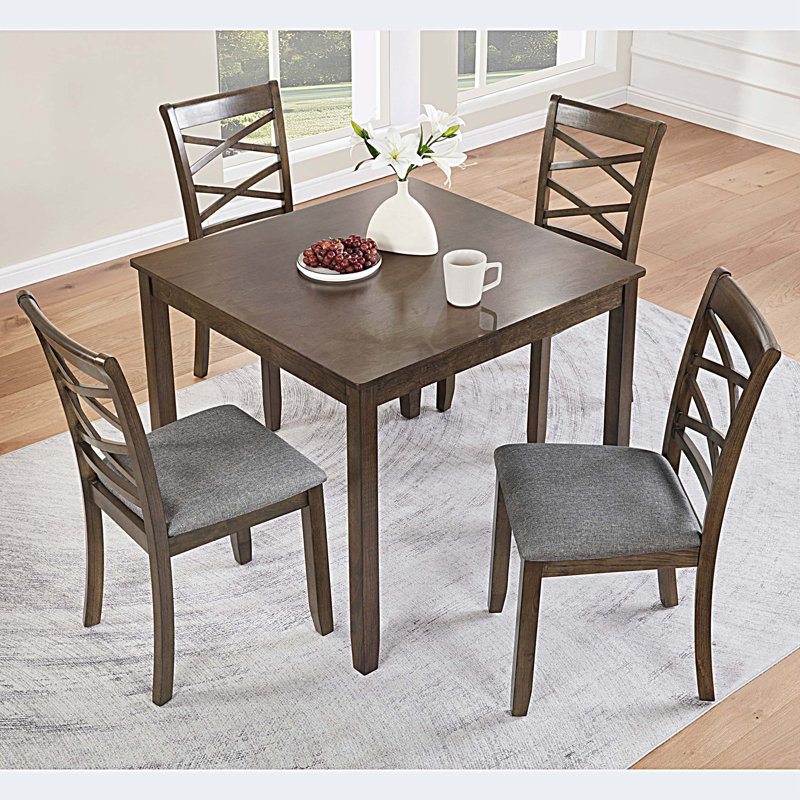 Ensemble de table de salle à manger 5 pièces en bois avec 4 chaises