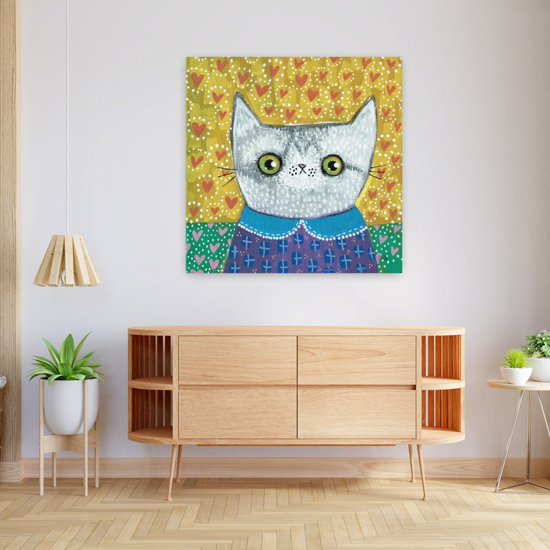 Art contemporain Kooky Cat II, H 36 po x l 36 po