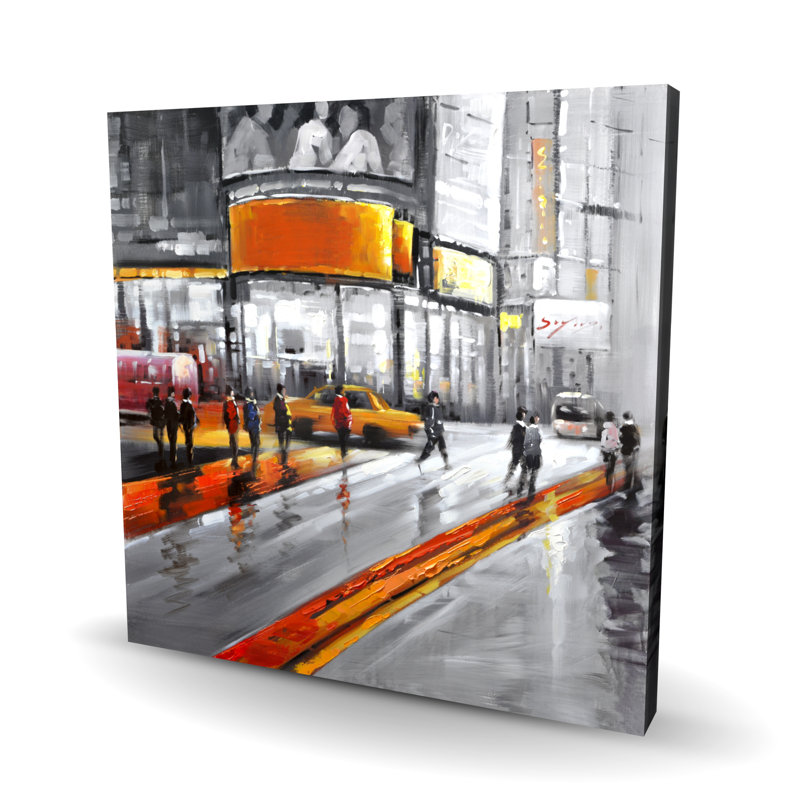 Circulation in Times Square - Cities Orange Canvas Art Decor