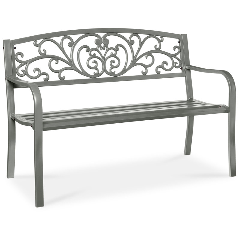 Banc de jardin en acier pour l'extérieur, Gris