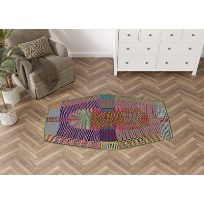 Tapis décoratif multicolore à motif géométrique hexagonal