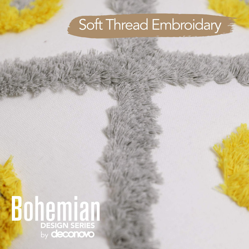 Grey And Yellow Square Cushion Cover