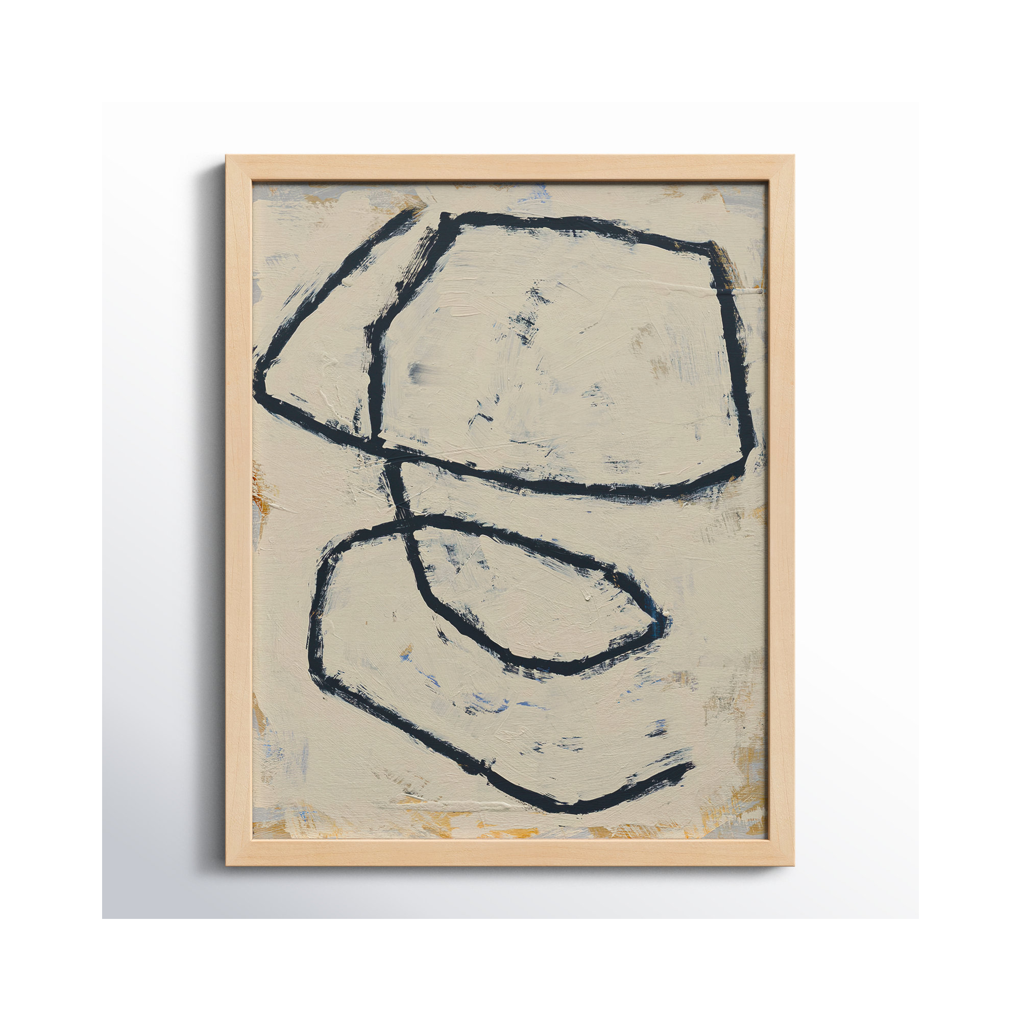 Twisted 4 by Jacques Pilon, Maple Framed Paper, 25" H x 20" W x 1.25" D
