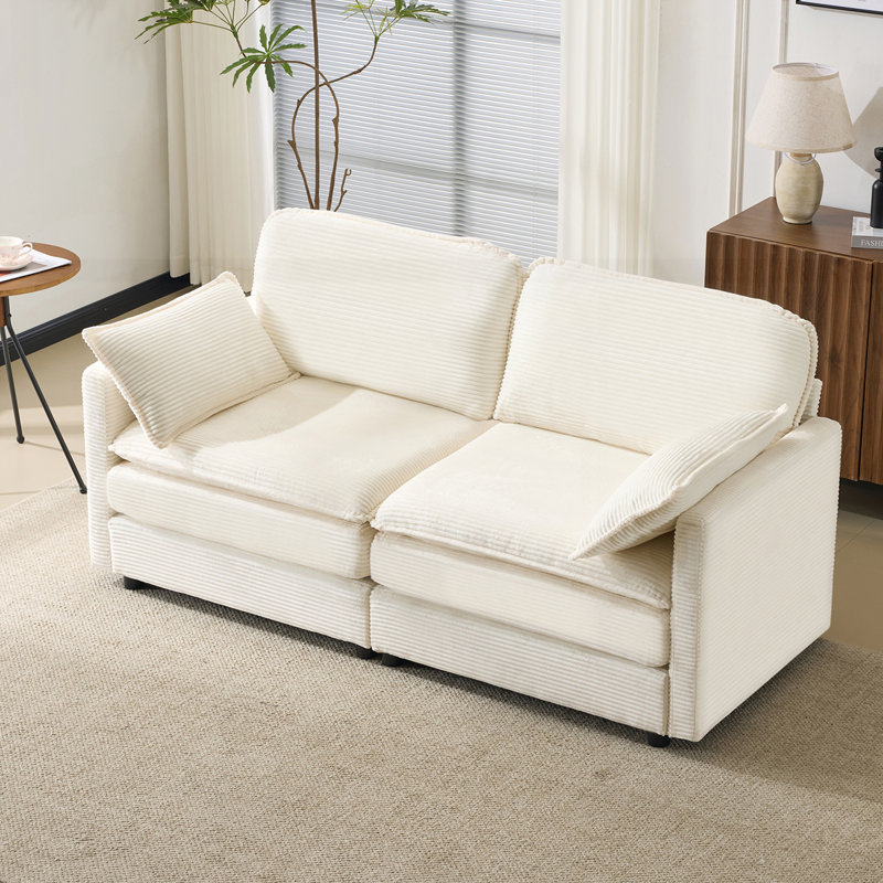 Canapé modulaire modulaire 2 places avec coussins en chenille