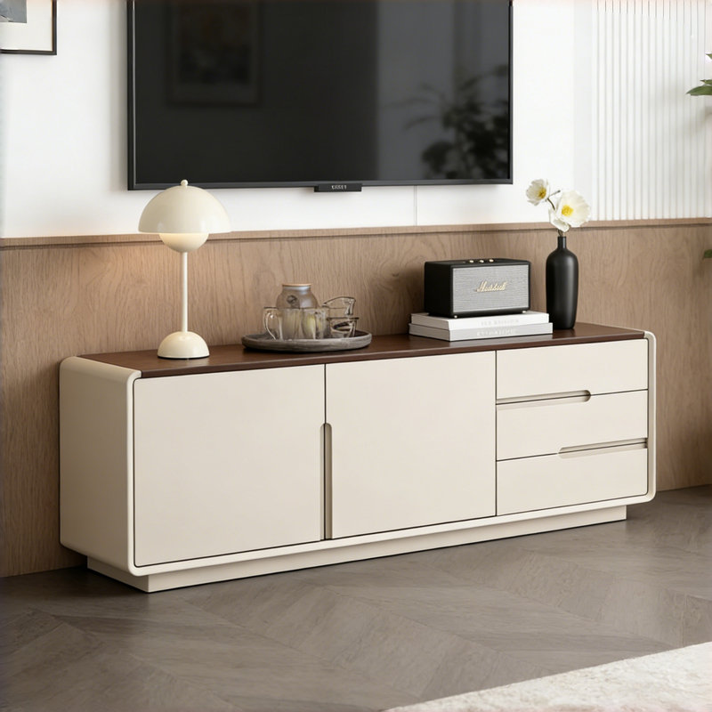Meuble télé français de style crème français, H 23,62 po x L 70,87 po x l 15,75 po