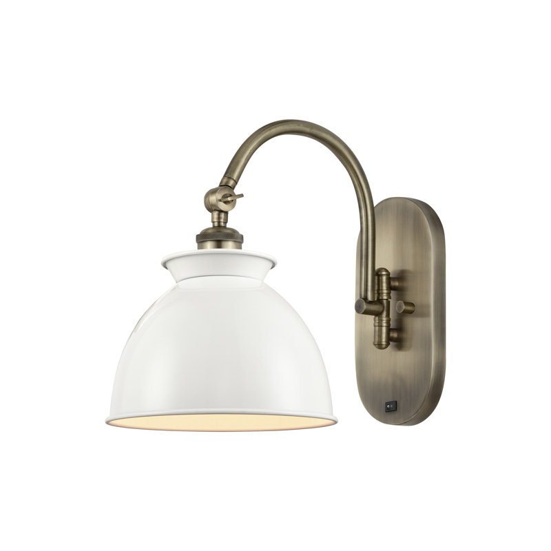 Arev Steel Swing Arm, White / Antique Brass
