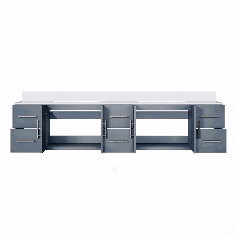 Meuble-lavabo double double 84 po x 22 po, Gris, Marbre de culture blanc