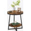 Table de bout industrielle 19,68 pouces avec tablette de rangement, table d'appoint ronde à 2 niveaux pour petits espaces, brun rustique, table de chevet robuste ou table basse