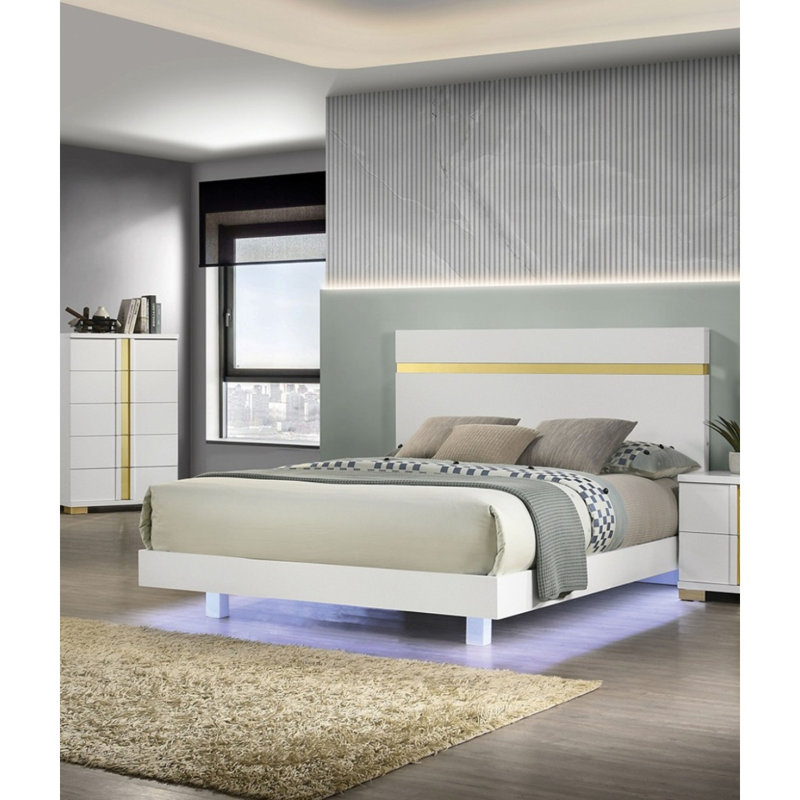 Cadre de lit blanc avec grand lit 1pc