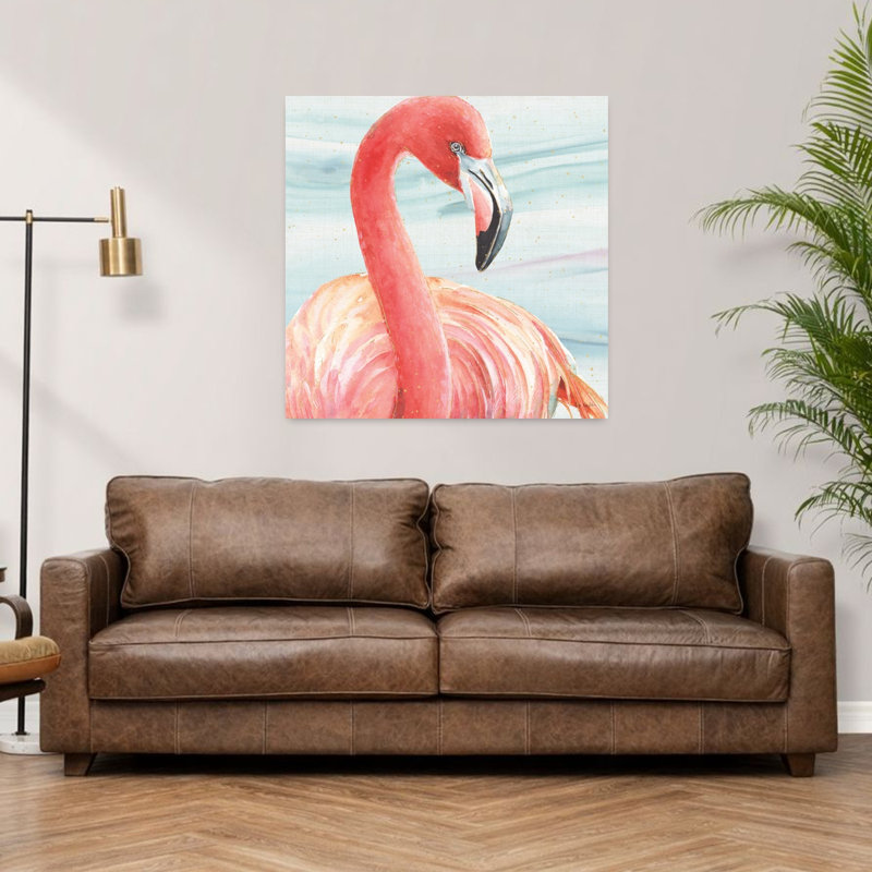 Oiseau flamant rose gracieux II, H 36 po x l 36 po