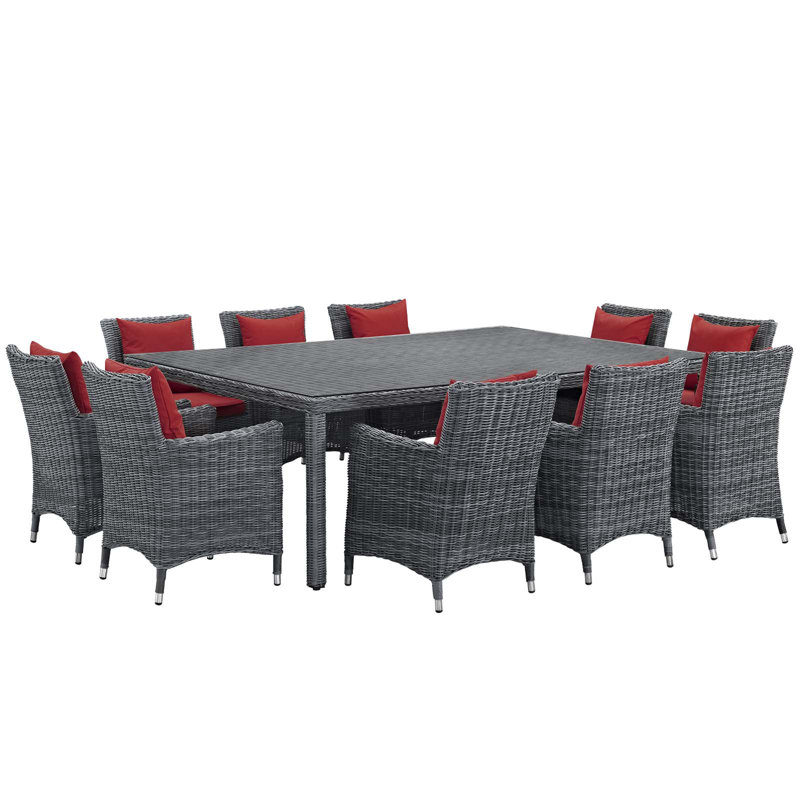 Invite 11 Piece Outdoor Patio Sunbrella Dining Set by Modway, Red