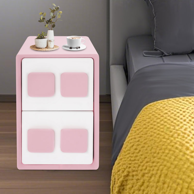 Table de bout moderne minimaliste, table de chevet pour chambre à coucher avec 2 tiroirs (15,75 po x 11,81 po x 19,69 po)