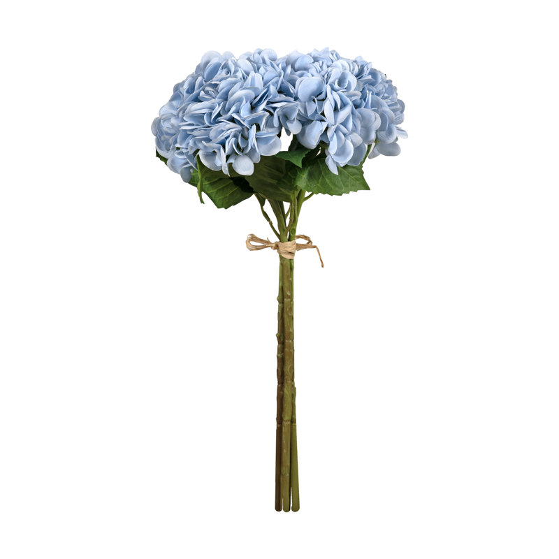 Hortensias bleus Real-Touch avec ruban de raphia, Bleu