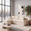 Canapé d'angle modulaire en forme de L de 235 cm (92,5 po), en chenille avec ressorts ensachés, 2 pièces, canapé moderne à assise profonde, canapés rembourrés pour salon, couleur crème-131180527-131180528